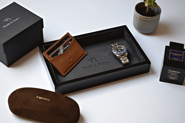 Luxury wooden watch tray - Black