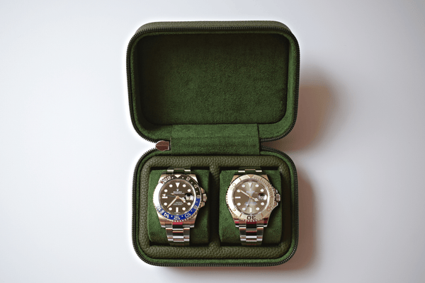 Juniper green zip box - 2 watches