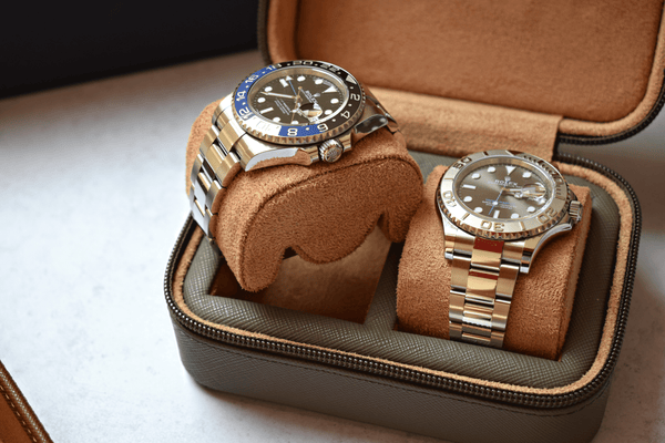 Pebble grey zip box - 2 watches
