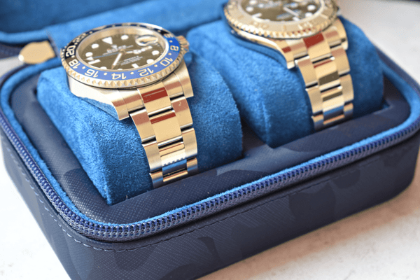 Camo Blue on blue zip box - 2 watches