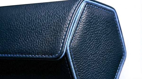 Blue Hexagonal Watch Roll With Sliding Pillows - 3 Watches