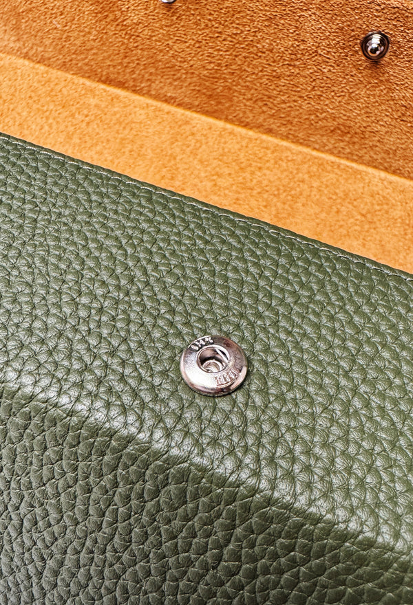 Green And Tan Hexagonal Watch Roll With Sliding Pillows - 3 Watches