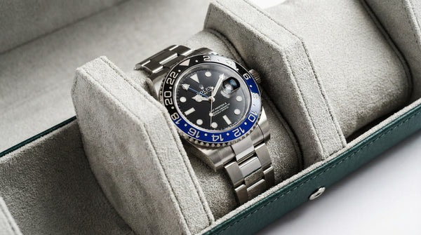 Green And White Hexagonal Watch Roll With Sliding Pillows - 3 Watches