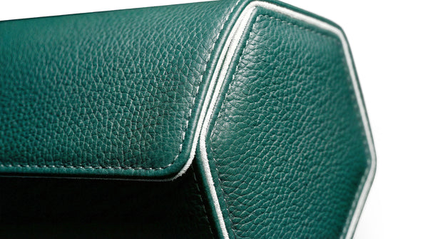 Green And White Hexagonal Watch Roll With Sliding Pillows - 3 Watches