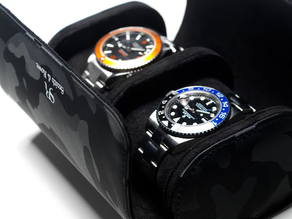 Camo Black on Black watch roll - 2 watches