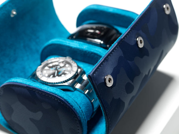 Camo Blue on Blue watch roll - 2 watches