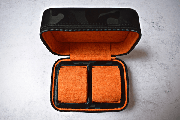 Camo Black on orange zip box - 2 watches