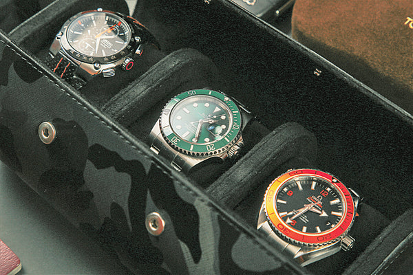 Camo Black on black watch roll - 3 watches